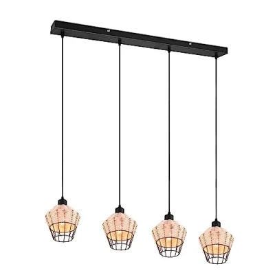 Afbeelding van Reality LED Hanglamp Hangverlichting E27 Fitting 4 lichts Rechthoek Bruin Aluminium