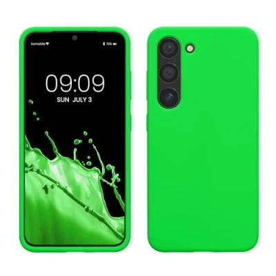 Afbeelding van kwmobile telefoonhoesje geschikt voor Samsung Galaxy S23 Hoesje met siliconen coating Smartphone case in neon groen