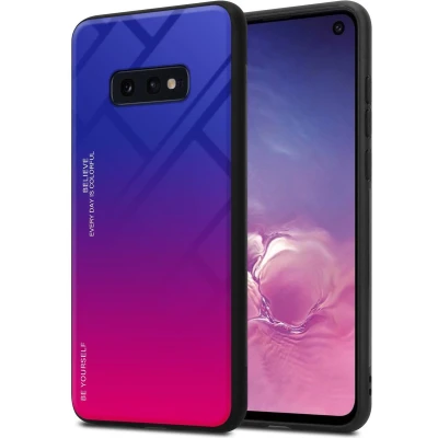 Afbeelding van Cadorabo Hoesje geschikt voor Samsung Galaxy S10e in PAARS ROOD Tweekleurige beschermhoes van TPU silicone Case Cover en achterzijde gehard glas