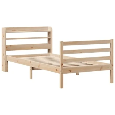 Afbeelding van vidaXL Bedframe met hoofdbord massief grenenhout 75x190 cm