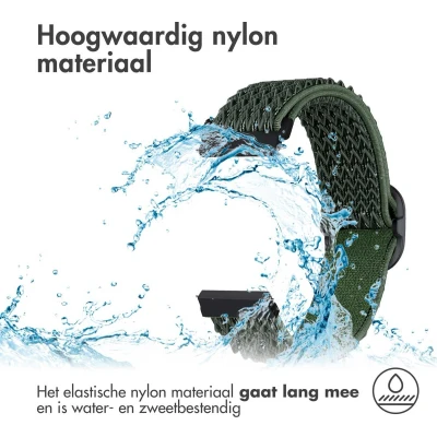 Afbeelding van iMoshion Elastisch nylon 18 mm bandje Geschikt voor Garmin Vivoactive 4s / 3s Venu 2s Vivomove Fossil Gen 6 5e Donkergroen