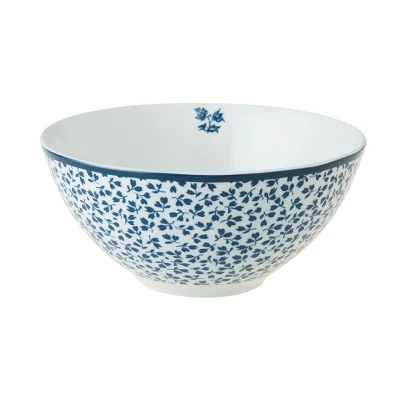 Afbeelding van Laura Ashley Blauw Floris Set 4 Bowls 13 Cm Wit Porselein