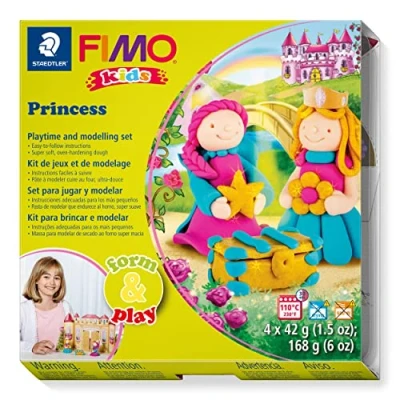 Afbeelding van Staedtler FIMO Kids, Form &amp; Play &quot;Princesse&quot; set met 4 bijpassende broden extra zacht deeg van 42 gram, 1 modelleergereedschap en decor, 8034 06 LY