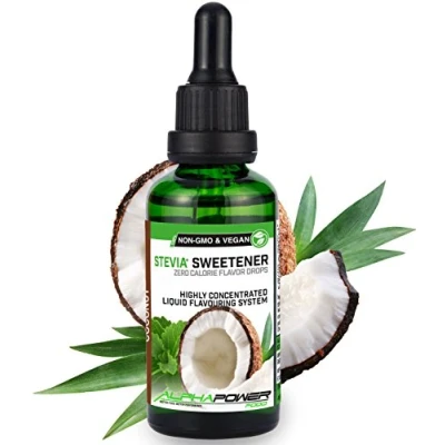 Afbeelding van ALPHAPOWER FOOD Stevia Kokosmelkdruppels natuurlijk voedingsaroma I vloeibare zoetstof sterk geconcentreerd 1 x 50 ml. drops, flavour flavdrops