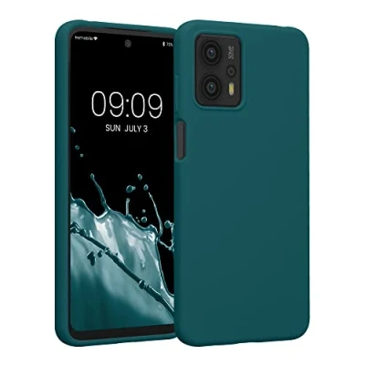 Afbeelding van kwmobile telefoonhoesje geschikt voor Motorola Moto G23 / G13 Hoesje met siliconen coating Smartphone case in petrol