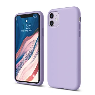 Afbeelding van elago Liquid siliconen hoesje, compatibel met iPhone 11 (6,1 inch), volledige bescherming: 3 laags, verhoogde rand voor scherm en camera (lavendel)