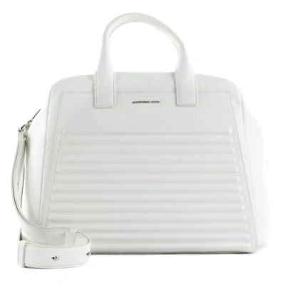 Afbeelding van MANDARINA DUCK Leren Handtas Schoudertas I Con Tote Optical White Wit