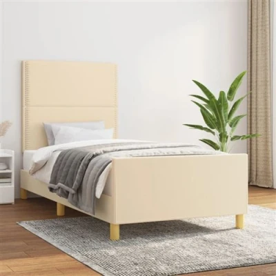 Image de vidaXL Cadre de lit avec tête Crème 100x200 cm Tissu