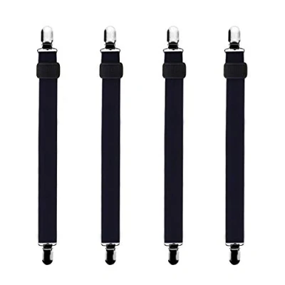 Afbeelding van Bedecor 4 stuks (30cm tot 120cm) verstelbare elastische lakenspanner met metalen klemmen,voor de hoeken van bed,matras,zwart