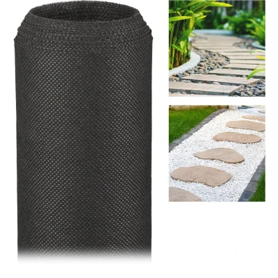Afbeelding van Relaxdays worteldoek 5 meter onkruiddoek 50 g/m² gronddoek uv bestendig zwart