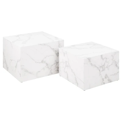 Afbeelding van Bendt Salontafel &#039;Flavian&#039; Set van 2 stuks, Marmerlook, kleur Wit