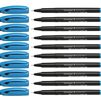 Afbeelding van Schneider Topliner 967 viltstift (Fineliner, fijne punt 0,4 mm), 10 stuks, turquoise