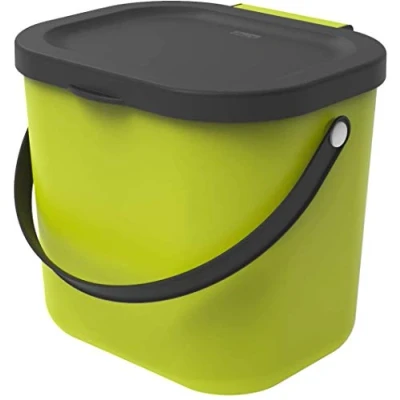 Afbeelding van Rotho Albula Bioafvalbak 6l met deksel en handvat voor de keuken, Kunststof (PP) BPA vrij, lichtgroen/antraciet, (23.5 x 20.0 20.8 cm)