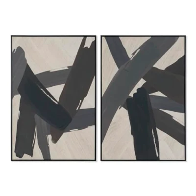 Afbeelding van Schilderij Home ESPRIT Bruin Zwart Beige Abstract Modern 83 x 4,5 123 cm (2 Stuks)
