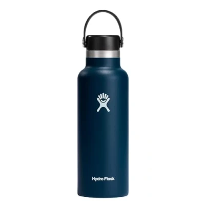 Image de HYDRO FLASK Bouteille d&#039;eau de 532 ml isotherme en acier inoxydable avec bouchon flexible anti fuite et revêtement poudre Sans BPA Goulot standard Indigo, 532ml (18oz)