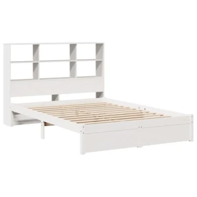Afbeelding van vidaXL Bed met boekenkast zonder matras grenenhout wit 140x190 cm
