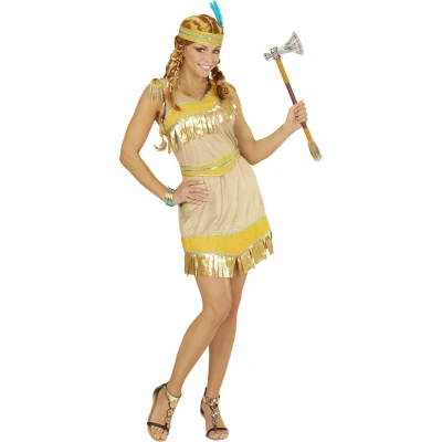 Afbeelding van Widmann Indiaan Kostuum Gouden Indiaans Meisje Golden Feet Vrouw Goud Large Carnavalskleding Verkleedkleding