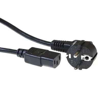 Afbeelding van ACT AK5253 230V Stroomkabel Randaarde Stekker CEE7/7 Male (Haaks)/C13 Zwart 25 cm