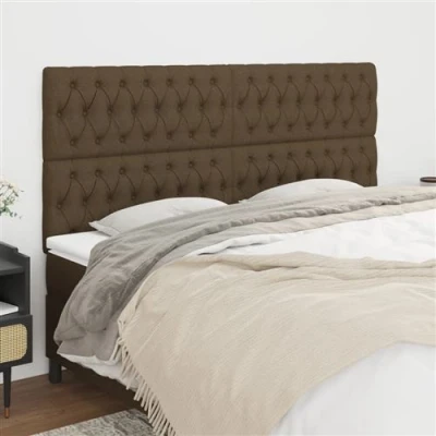 Afbeelding van vidaXL Hoofdborden 4 st 100x7x78/88 cm stof donkerbruin