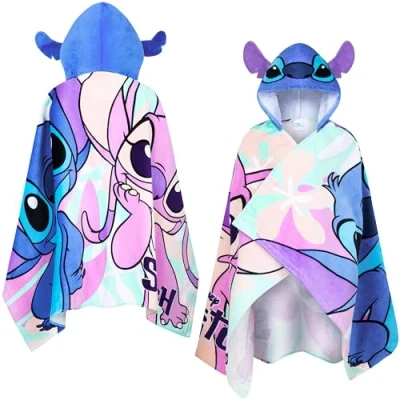 Afbeelding van Disney Stitch Badhanddoek voor meisjes, absorberende strandhanddoek zwembad (blauw/meerkleurig, 6 14 jaar)