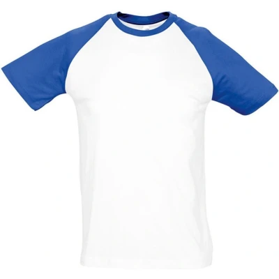Afbeelding van SOLS Heren Funky Contrast T Shirt Met Korte Mouwen (Wit/royaal Blauw) Maat XL