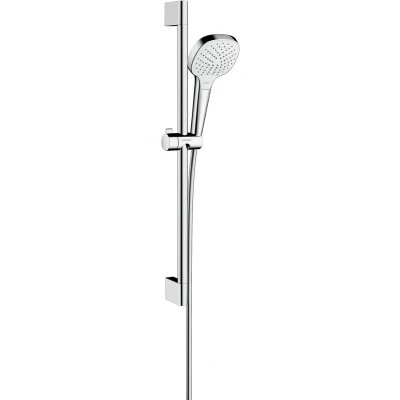 Afbeelding van Hansgrohe Croma Select E Vario glijstangset met handdouche EcoSmart 65cm Isiflex`B doucheslang 160cm wit/chroom
