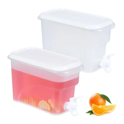 Afbeelding van Relaxdays drankdispenser koelkast set van 2 3 l tapkraan en deksel plastic