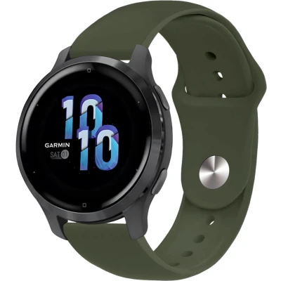 Afbeelding van iMoshion Siliconen Sport 22 mm bandje Geschikt voor Garmin Venu 2 / Fenix 7 Pro 7s 6 Vivoactive 4 Polar Grit X Vantage M2 V2 Olijfgroen