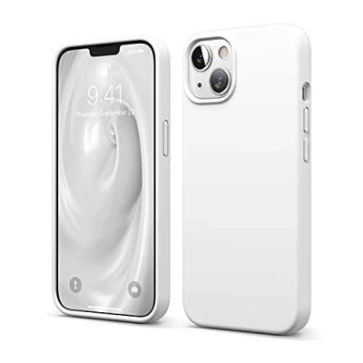 Afbeelding van elago Beschermhoes van vloeibare silicone, compatibel met iPhone 13, 6,1“, hoes premium rondom bescherming, schokbestendige 3 structuren, zachte microvezel, voorkomt krassen