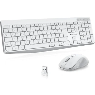 Afbeelding van KOORUI Draadloos toetsenbord en muis, stille Duits QWERTZ met 12 functietoetsen 2,4 GHz, muis voor Windows, MacOS, Linux, wit