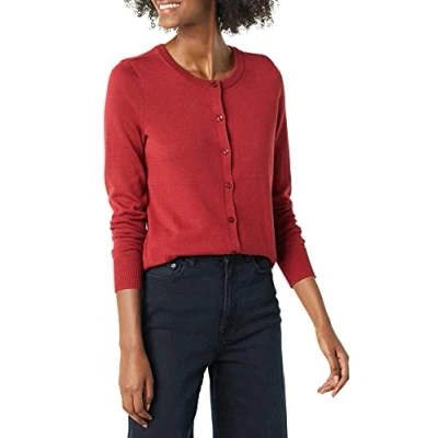 Image de Amazon Essentials Gilet Col Rond Léger (Grandes Tailles Disponibles) Women&#039;s, Rouge Foncé, M