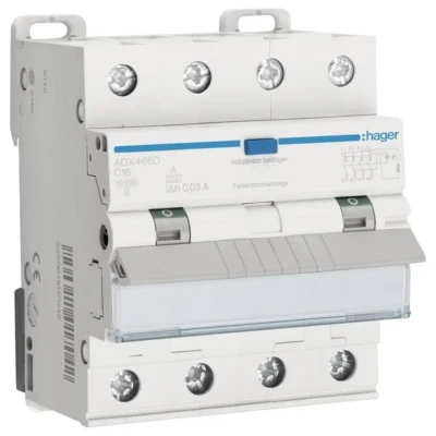 Afbeelding van Hager ADX466D Aardlekschakelaar/zekeringautomaat 4 polig 16 A 0.03 400 V