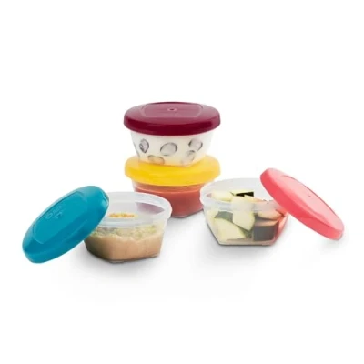 Image de Babymoov Babybols Lot de 4 Pots Conservation pour Bébé 120ml, Gradués, Garantis sans BPA, Hermétiques, avec Surface réinscriptible