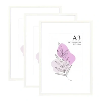 Afbeelding van Baoee Set van 3 witte A3 fotolijsten met acrylglas, lijst, posterlijst, certificaatlijst, vrijstaand en voor wandmontage