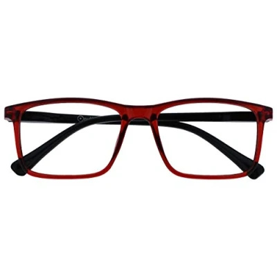 Afbeelding van OPULIZE Ink Reading Glasses Unisex, Transparante donkerrode voorzijde met zwarte armen