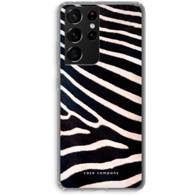 Afbeelding van hoesje geschikt voor Samsung Galaxy S21 Ultra Zebra Soft Cover Telefoonhoesje Bescherming aan alle Kanten en Schermrand