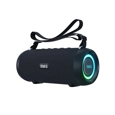 Afbeelding van MIFA Bluetooth luidspreker A90 60W, IPX7 waterdicht, RGB, led, tot 30 uur afspeeltijd, micro SD kaart, echte stereo, Wireless USB C opladen, met beschermhoes en draagriem
