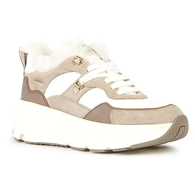 Afbeelding van Geox Diamanta Sneakers laag, Dames, Maat: 36, White/sand Leer