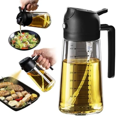 Afbeelding van TrendPlain 2 in 1 olijfoliedispenser voor de keuken, en oliesproeier, 470 ml olijfoliefles, oliesproeier