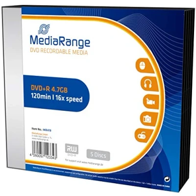Afbeelding van MediaRange MR419 4.7GB DVD+R 5stuk(s) lege dvd