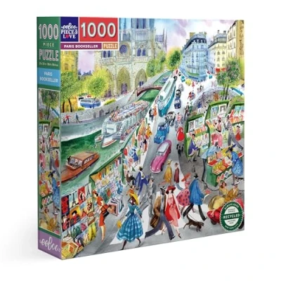 Afbeelding van eeBoo Volwassen 1000 stukjes gerecycled karton puzzel over boekinisten van Parijs PZTPBS
