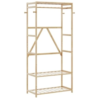 Afbeelding van vidaXL Kledingrek met schappen 80x40x175 cm bamboe