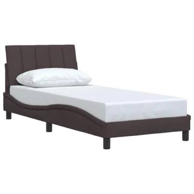 Afbeelding van vidaXL Bedframe met hoofdeinde stof donkerbruin 80x200 cm
