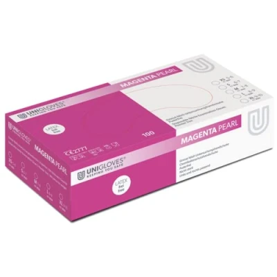 Afbeelding van Unigloves Magenta Pearl GP8505 Nitril onderzoekshandschoenen, multifunctioneel, poedervrij, latexvrij, magenta, maat XL, 100 stuks