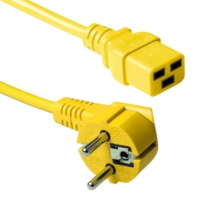 Afbeelding van ACT AK5182 Netsnoer CEE 7/7 male (haaks) C19 Geel 3 meter