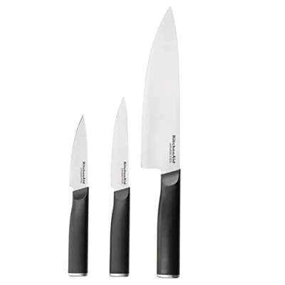 Afbeelding van KitchenAid Set van 3 Japanse messen met beschermhoezen voor messen, koolstofstaal KEG3PTHEOHOBA