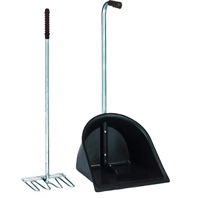 Afbeelding van Mestboy opraapbak 78 cm + hark 85 zwart