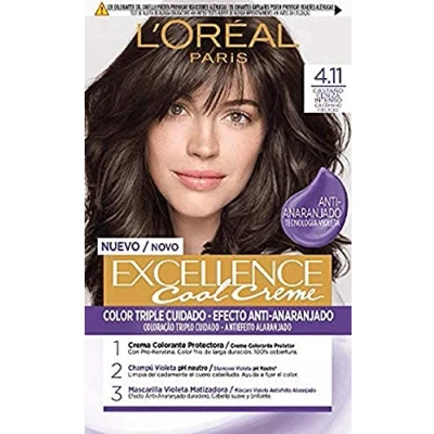 Afbeelding van L&#039;Oreal Paris Excellence Cool Creme Permanente Tinte Tono 4.11 Castaño Ceniza Intenso