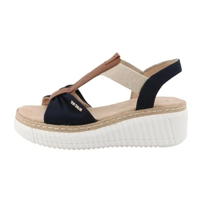 Afbeelding van TOM Tailor Sandalen met enkelbandjes, Dames, Maat: 40, Navy Textiel/ synthetisch