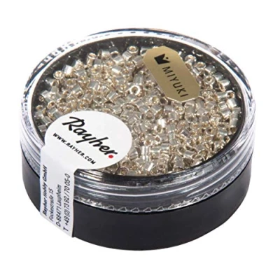 Afbeelding van Rayher Delica Miyuki 14750606 kleine zilveren metallic rocaillekralen, diameter 2,2 mm, doos van 4 g, kralen om te rijgen